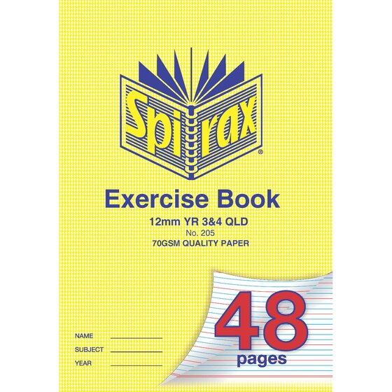 Spirax 205 Exercise Book A4 12mm Ruled – Year 3 & 4, 48 Pages, 70gsm Staple Bound