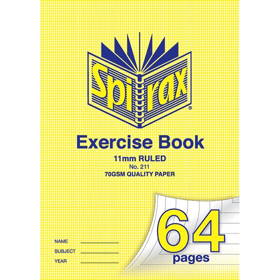 Spirax 211 Exercise Book A4 11mm Ruled 64 Pages