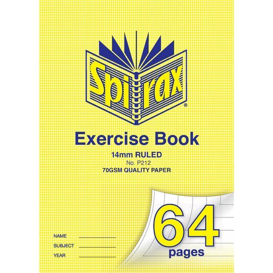 Spirax P212 Exercise Book A4 14mm Ruled 64 Pages Poly Cover