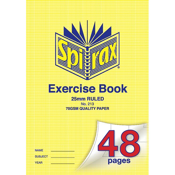Spirax 213 Exercise Book – A4, 25mm Ruling, 70gsm Paper, Staple-Bound
