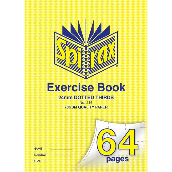 Spirax 216 Exercise Book – A4, 24mm Ruling, 64 Pages, 70gsm Paper, Staple-Bound