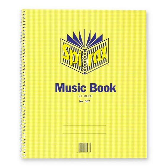 SPIRAX 567 Music Book 297x248mm | 30 Pages | Side Opening | Music Ruling