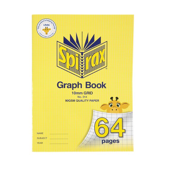 SPIRAX Single Sheet Graph Book – 64 Pages, 10mm Grid