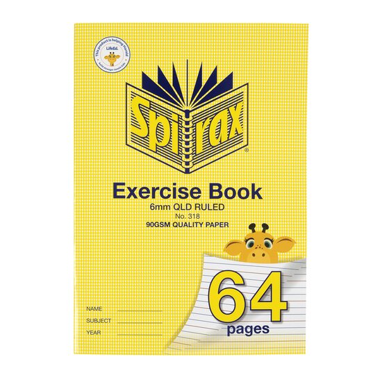 Spirax 318 Super Size A4 Exercise Book – 64 Pages, 6mm Ruling, 90gsm Paper