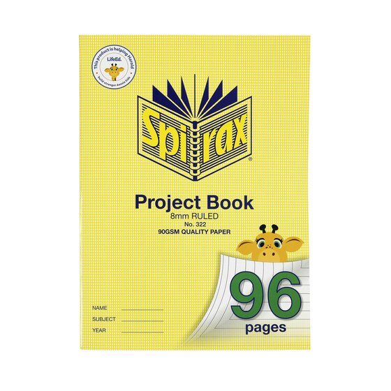 Spirax 322 Super Size Project Book – 320×235mm, 96 Pages, 8mm Ruling, 90gsm