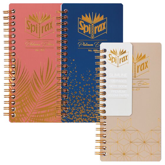 Spirax Platinum Slimline Notebook – Twin Spiral, 120 Pages, 90gsm Paper