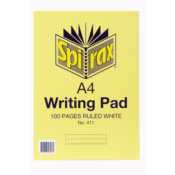 Spirax 411 Writing Pad A4 – 100 Pages Ruled, Top-Bound