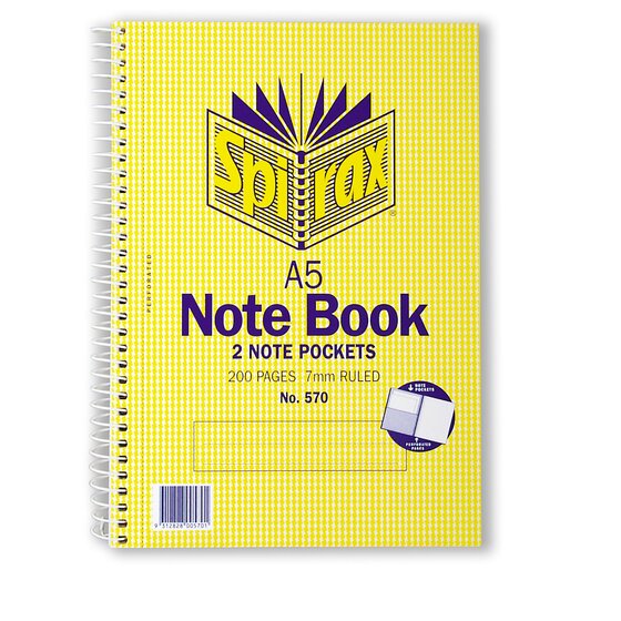 SPIRAX 570 Notebook A5 200 Pages – Lays Flat, Note Pockets, Perforated