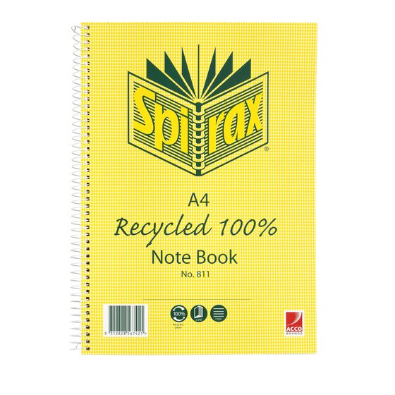 SPIRAX 811 Recycled A4 Notebook – 240 Pages, 70gsm, Side-Spiral Bound