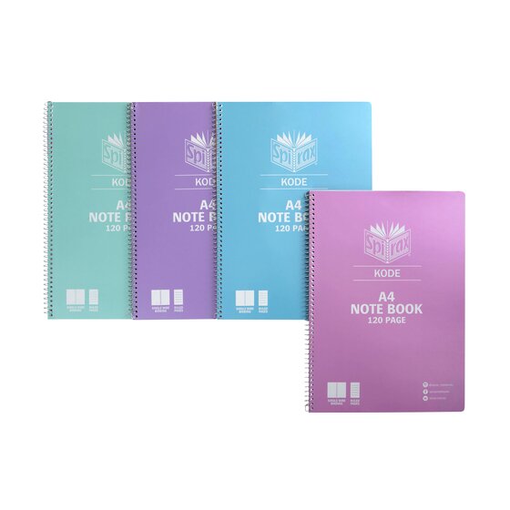 SPIRAX Kode A4 Notebook – 120 Pages, Metallic Shimmer Cover, 7mm Ruled, Silver Wire Binding
