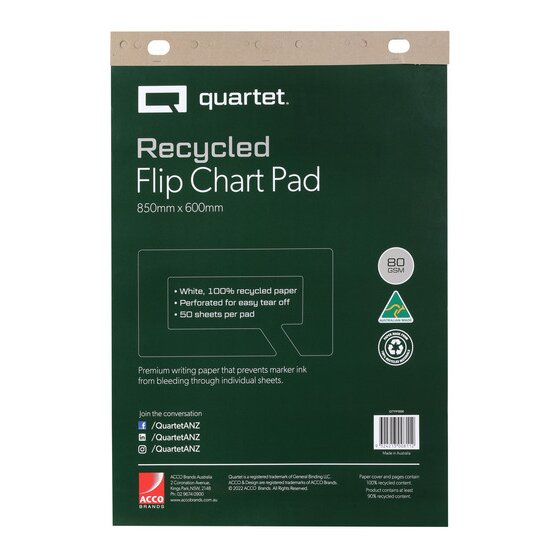 Quartet Flipchart Pad – 50 Sheets, 100% Recycled Paper, Perforated Tear-Off