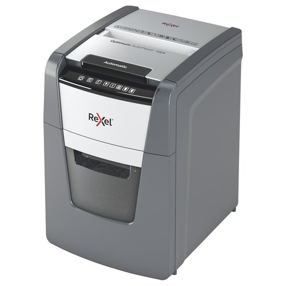 REXEL Optimum AutoFeed+ Shredder 100X Cross Cut – 750 Sheets, Auto Jam Reverse