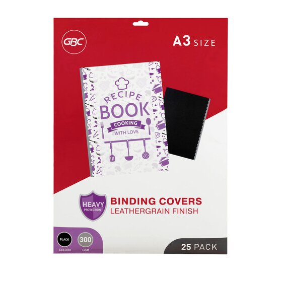 GBC Binding Cover A3 Leathergrain Black – Pack of 25