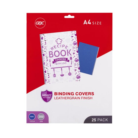 GBC A4 Leathergrain Binding Covers – Blue, Pack of 25