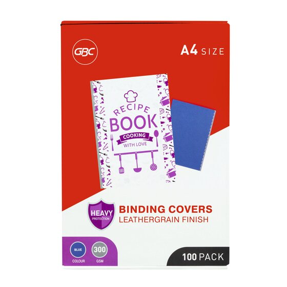 GBC A4 Leathergrain Binding Covers – Blue, Pack of 100