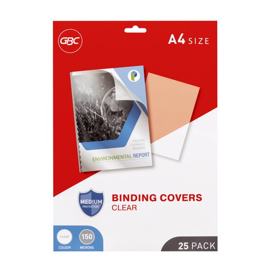 GBC Binding Cover A4 150 Micron Clear – Pack of 25
