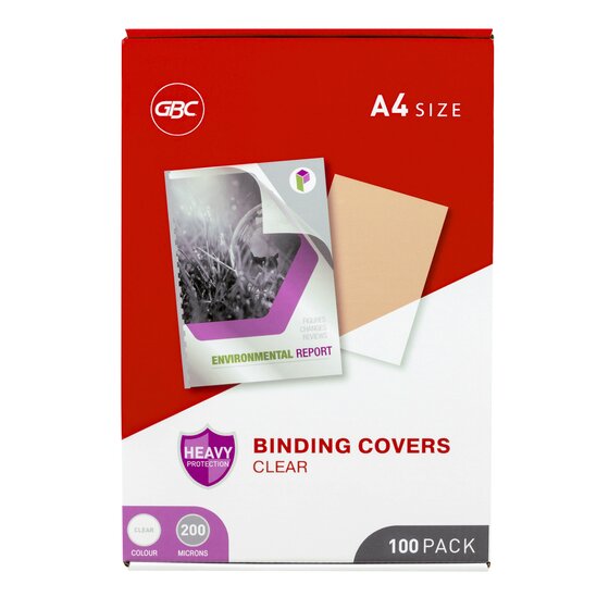GBC Binding Cover A4 200 Micron Clear – Pack of 100