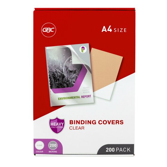 GBC Binding Cover A4 200 Micron Clear – Pack of 200