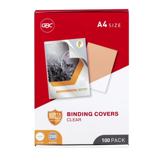 GBC Binding Cover A4 250 Micron Clear – Pack of 100