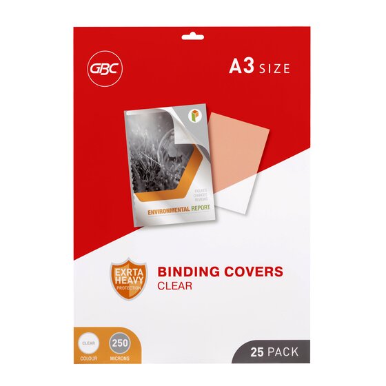 GBC Binding Cover A3 250 Micron Clear – Pack of 25