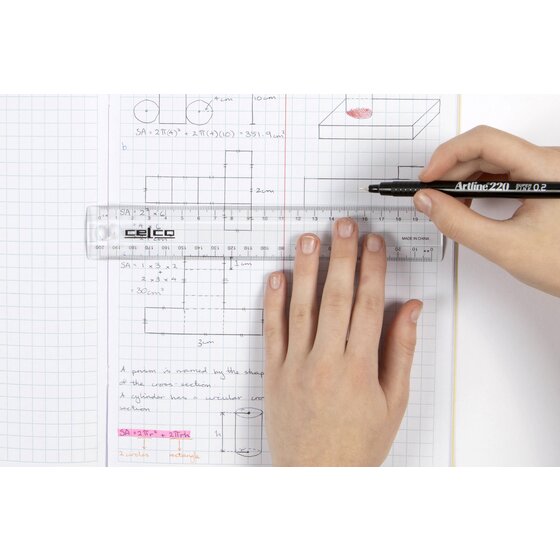 Celco 20cm Clear Ruler T111 – Precise Markings for School & Office