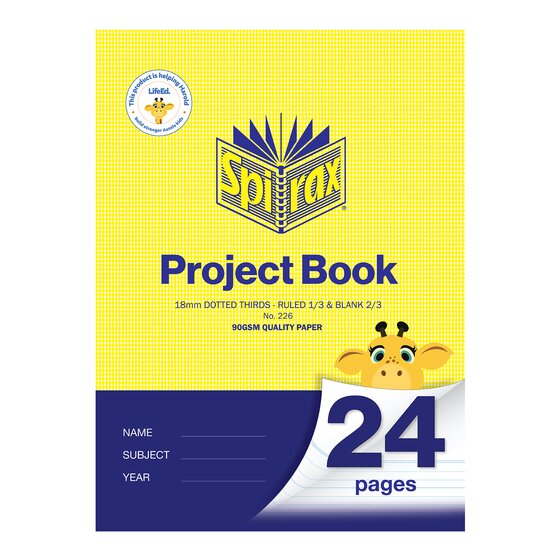 Spirax Project Book 335×240mm – 24 Pages, 18mm Ruling, ⅔ Blank