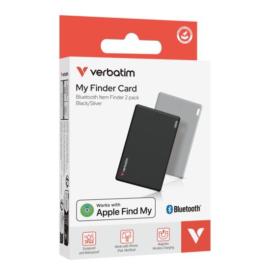 Verbatim My Finder Card Bluetooth Tracker – 2 Pack (Black & Silver)