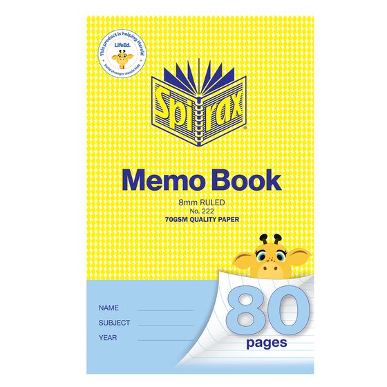 Spirax Memo Book 165 x 100mm – 80 Pages, 8mm Ruling