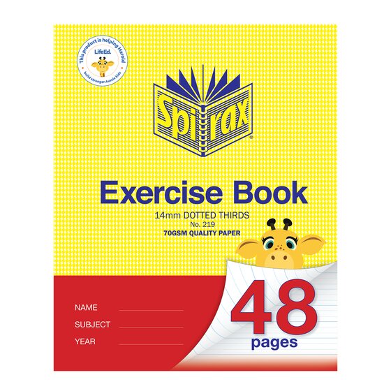 Spirax Exercise Book – 225×175mm, 48 Pages, 14mm Dotted Thirds Ruling