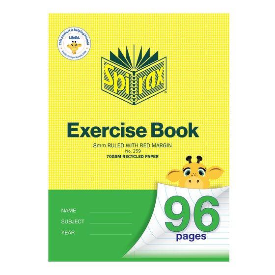 Spirax Recycled Exercise Book A4 96 Pages 8mm Ruling