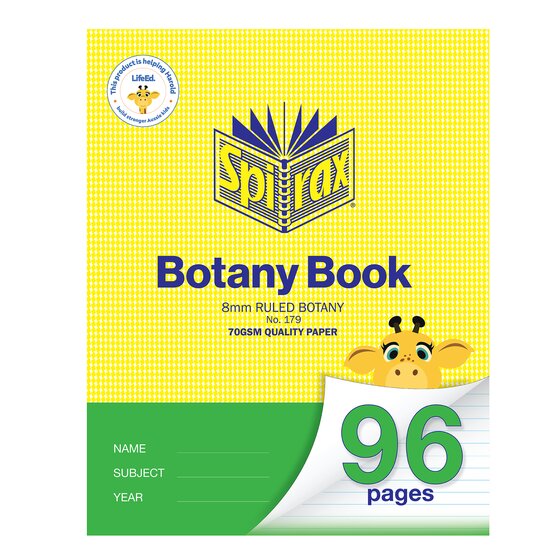 Spirax Botany Book 225×175mm – 96 Pages – 8mm Spiral Binding