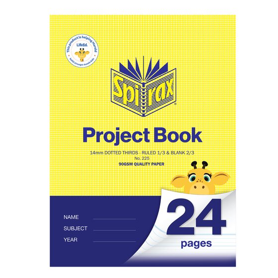 Spirax Project Book 335×240mm – 24 Pages, 14mm Ruling, ⅔ Blank