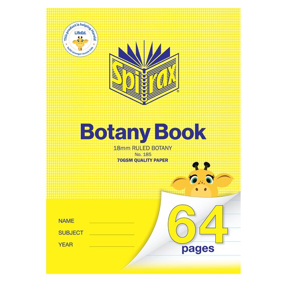 Spirax Botany Book A4 64 Pages 18mm Ruling