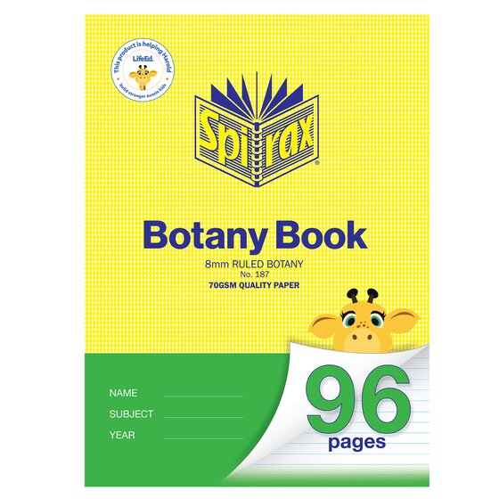 Spirax Botany Book A4 96 Pages 8mm Ruling