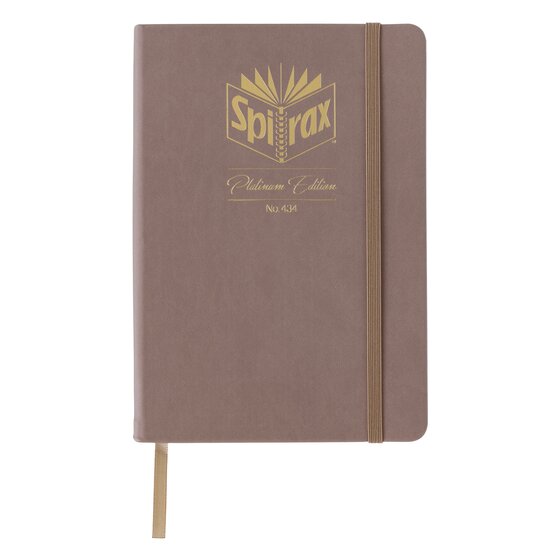 Spirax Platinum A5 Premium Journal – Latte Faux Leather with Gold Foil