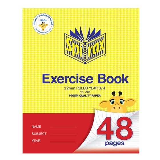 Spirax Exercise Book – Year 3 & 4 | 225 x 175 mm | 48 Pages