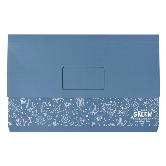 Marbig Enviro We Mean Green Document Wallet – Foolscap, Assorted Colours, FSC Recycled Paperboard