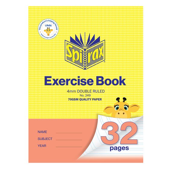Spirax Exercise Book – 250 x 175mm, 32 Pages, 4mm Double Rule