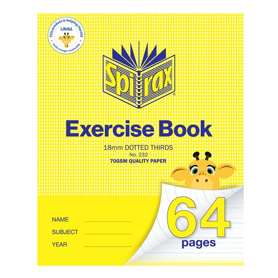Spirax Exercise Book – 225 x 175mm, 64 Pages, 18mm Dotted Thirds