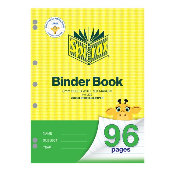 Spirax Recycled Binder Book A4, 96 Pages, 8 mm Ruling
