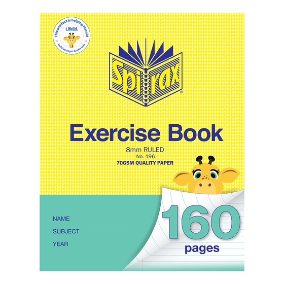 Spirax Exercise Book 225x175mm, 160 Pages, 8mm Ruled