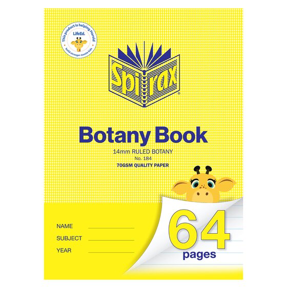 Spirax Botany Book A4 64 Pages 14mm Ruling