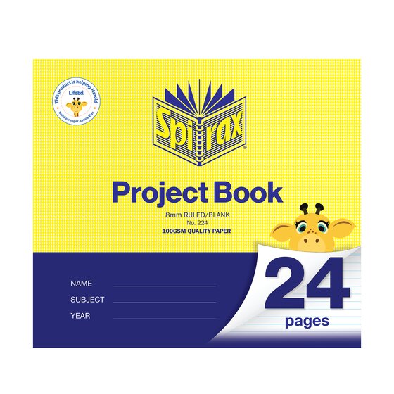 Spirax Project Book – 273×300mm, 24 Pages, 8mm Ruling