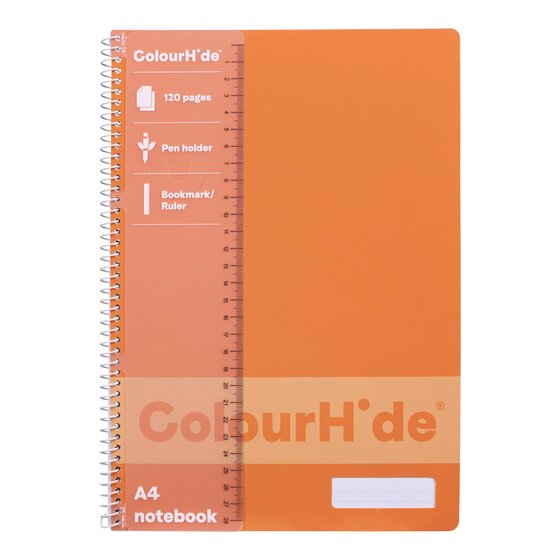 Colourhide A4 Notebook – 120 Pages, Tangerine Cover, Spiral Bound