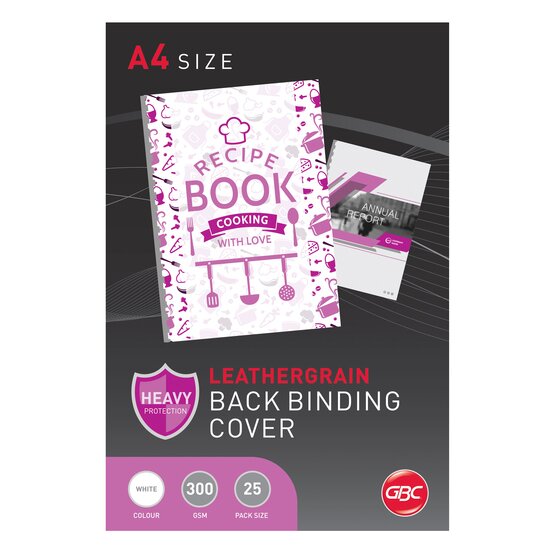 GBC A4 Leathergrain Binding Covers – White, Pack of 25
