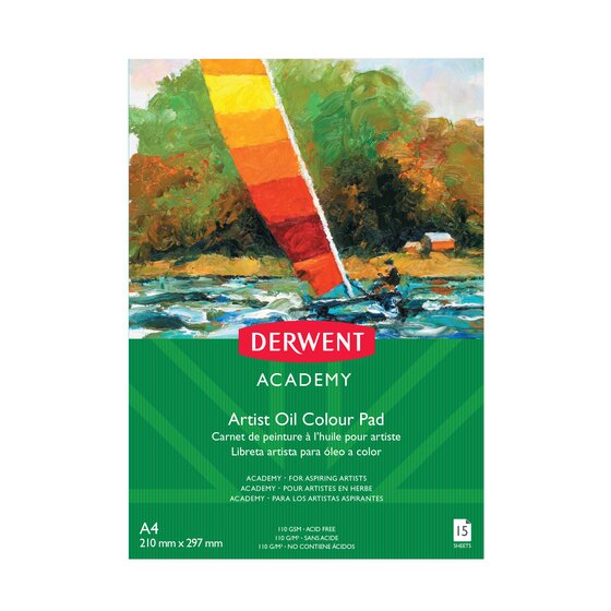Derwent Academy Oil Pad – A4 Portrait, 15 Sheets, 190gsm Acid-Free Textured