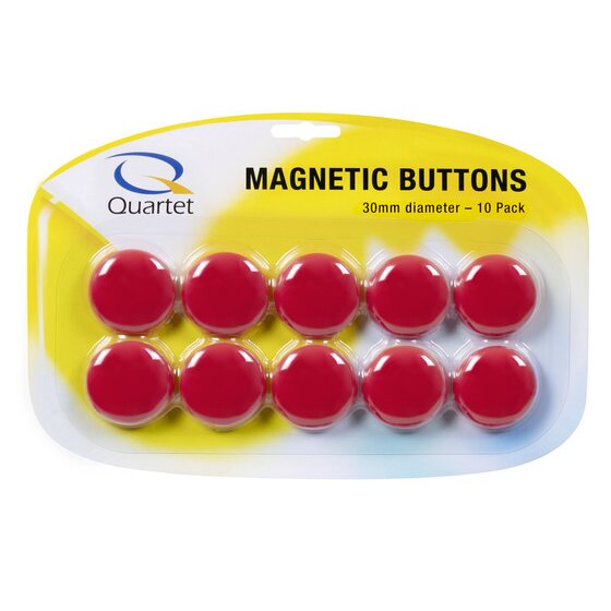 Quartet Magnet Buttons 30mm Red (Pack of 10)