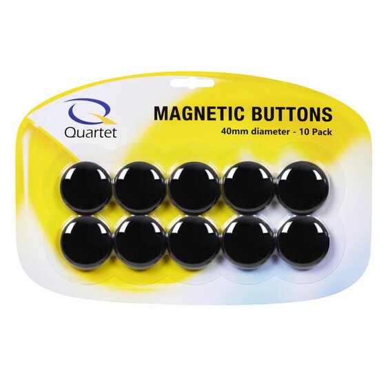 Quartet Magnetic Buttons 40mm Black – Pack of 10