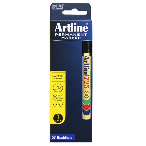 Artline 725 Permanent Marker – 0.4mm Fine Nib, Black, Hard Surface