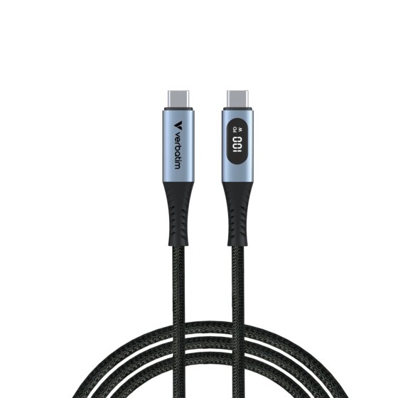 Verbatim USB-C to USB-C Cable – 100W Power Delivery, 40Gbps Data Transfer, 120cm